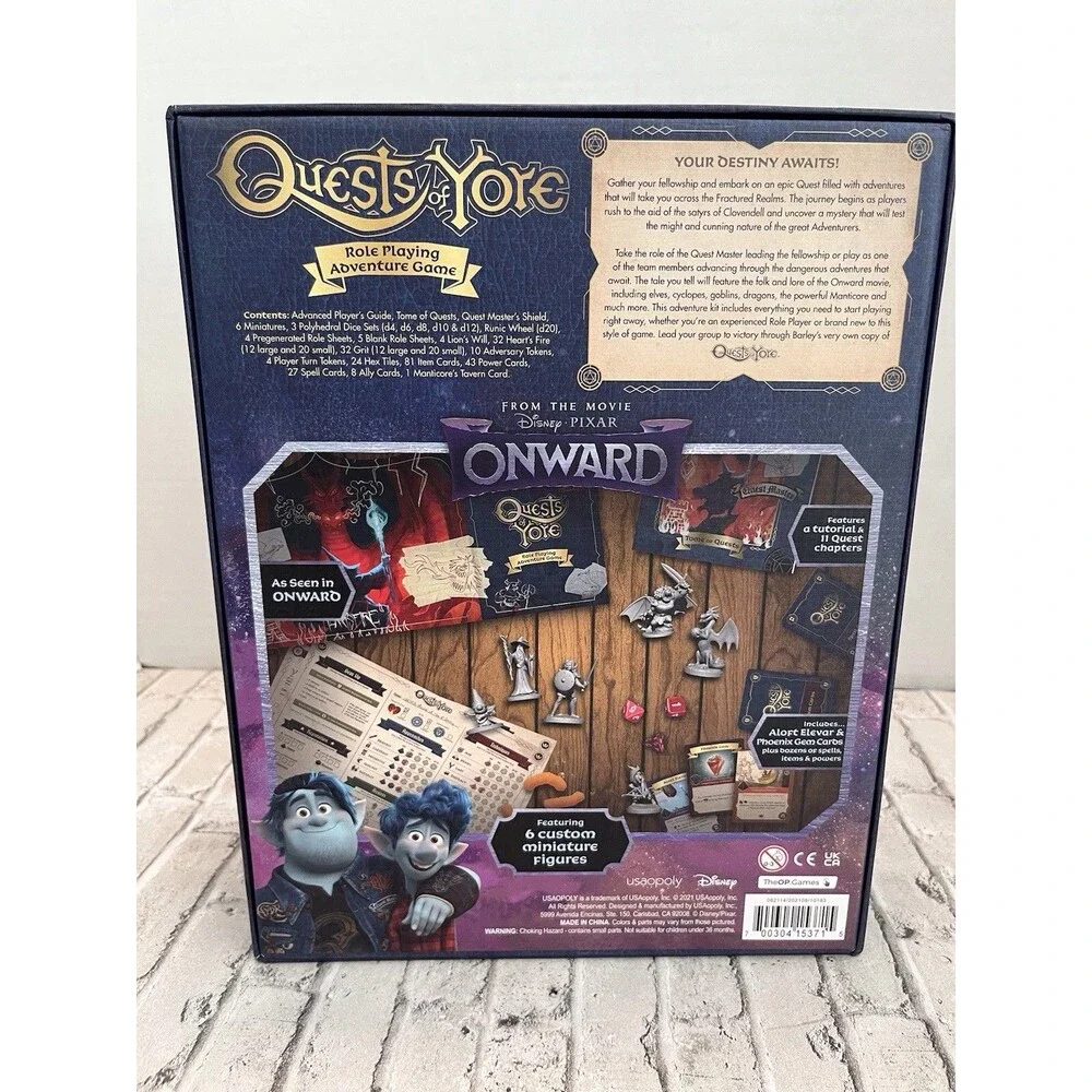 Disney Pixar Onward Quest of Yore Role Playing Board Game Barley’s Edition